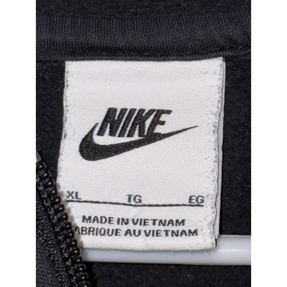 Nike Sportswear Women Black Full Zip Fleece Hoodie Embroidered Logo XL
